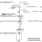 JOHO Edelstahl Duschsystem Regenduschset mit eckig Kopfbrause und Ablage Chrom