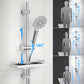 JOHO Duschset Duschstangeset mit Ablage, Rail Shower kit mit Rund Handbrause Chrom (DSD12CP)