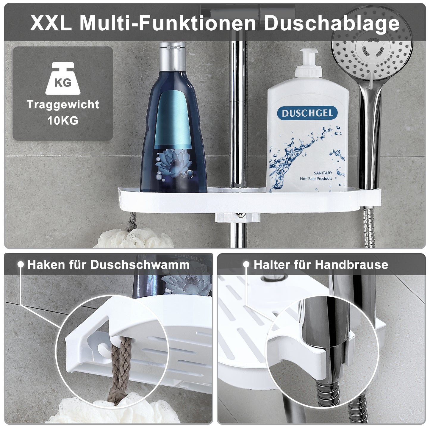 JOHO Regendusche Duschset ohne Armatur mit Ablage Kopfbrause ABSD20cm