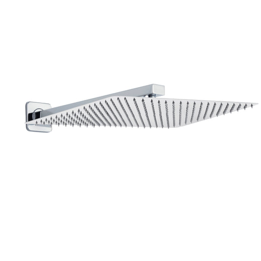 JOHO Regendusche Duschkopf groß Rechteckig pflegeleichte Überkopfbrauseset aus 304 Edelstahl mit Bombenfester Brausearm Wandarm (35x25cm/37cm)