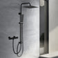 JOHO Edelstahl Duschsystem mit Thermostatarmatur, Regendusche Duschset mit Mischbatterie Duscharmatur, Duschstange, Kopfbrause 30 * 30cm, Schwarz