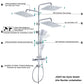 JOHO Edelstahl Duschsystem mit rechteckig Kopfbrause und Ablage Chrom