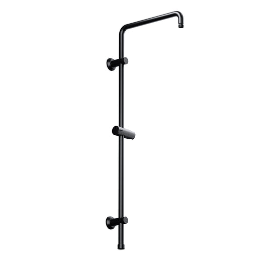 JOHO Edelstahl Duschstange mit Handbrausehalter und Variable Wandbefestigungen, Wandstange Regendusche Brausearm Brausestange Duschsäule mit fester Länge 92cm Schwarz