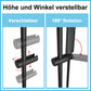 JOHO Edelstahl Duschstange mit Handbrausehalter und Variable Wandbefestigungen, Wandstange Regendusche Brausearm Brausestange Duschsäule mit fester Länge 92cm Schwarz