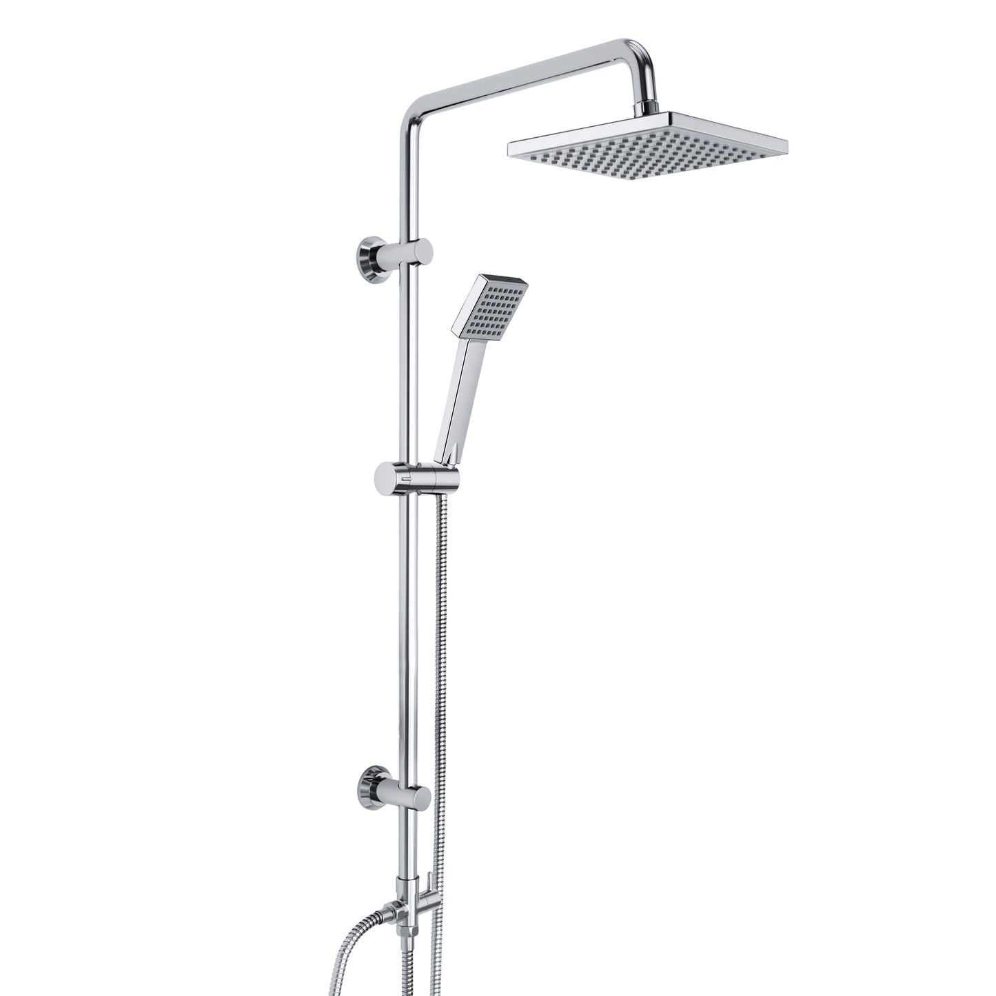 JOHO Edelstahl Duschsystem ohne Duscharmatur Chrom Regenduschset mit ABS Kopfbrause 20x20cm