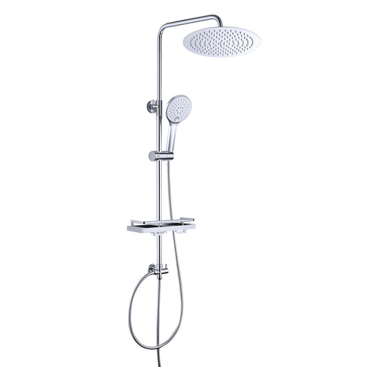 JOHO Edelstahl Regendusche Duschset mit rund Kopfbrause und Ablage Chrom