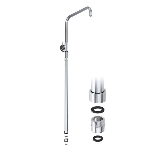 JOHO Höheverstellbare Duschstange mit Gewindeadapter 1/2 Zoll IG auf 3/4 Zoll AG, Edelstahl Duschsystem Zubehör Wandstange Regendusche rohr Brausearm mit verstellbare Länge von 69 bis 111cm Chrom