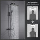 JOHO Thermostat Duschsystem Duschset mit 3 Strahlarten Handbrause matt schwarz (XXL Kopfbrause 35x25cm)