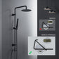 JOHO Regendusche Duschsystem ohne Armatur, Edelstahl Duschset mit 92cm Duschstange, Rund Überkopfbrause  Schwarz