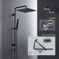 JOHO Regendusche Duschsystem ohne Armatur, Edelstahl Duschset mit 92cm Duschstange, Eckig Überkopfbrause , Schwarz
