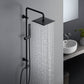 JOHO Regendusche Duschsystem ohne Armatur, Edelstahl Duschset mit 92cm Duschstange, Eckig Überkopfbrause , Schwarz