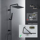 JOHO Regendusche Duschsystem ohne Armatur, Edelstahl Duschset mit 92cm Duschstange, XXL Überkopfbrause Rechteckig 35 * 25cm Schwarz