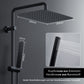 JOHO Regendusche Duschsystem ohne Armatur, Edelstahl Duschset mit 92cm Duschstange, XXL Überkopfbrause Rechteckig 35 * 25cm Schwarz