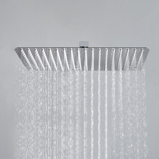 JOHO pflegeleichte Regendusche Duschkopf aus 304 Edelstahl, Hochdruck Kopfbrause Einbauduschköpfe Brausekopf mit Anti-Kalk-Düsen 35x25cm Chrom