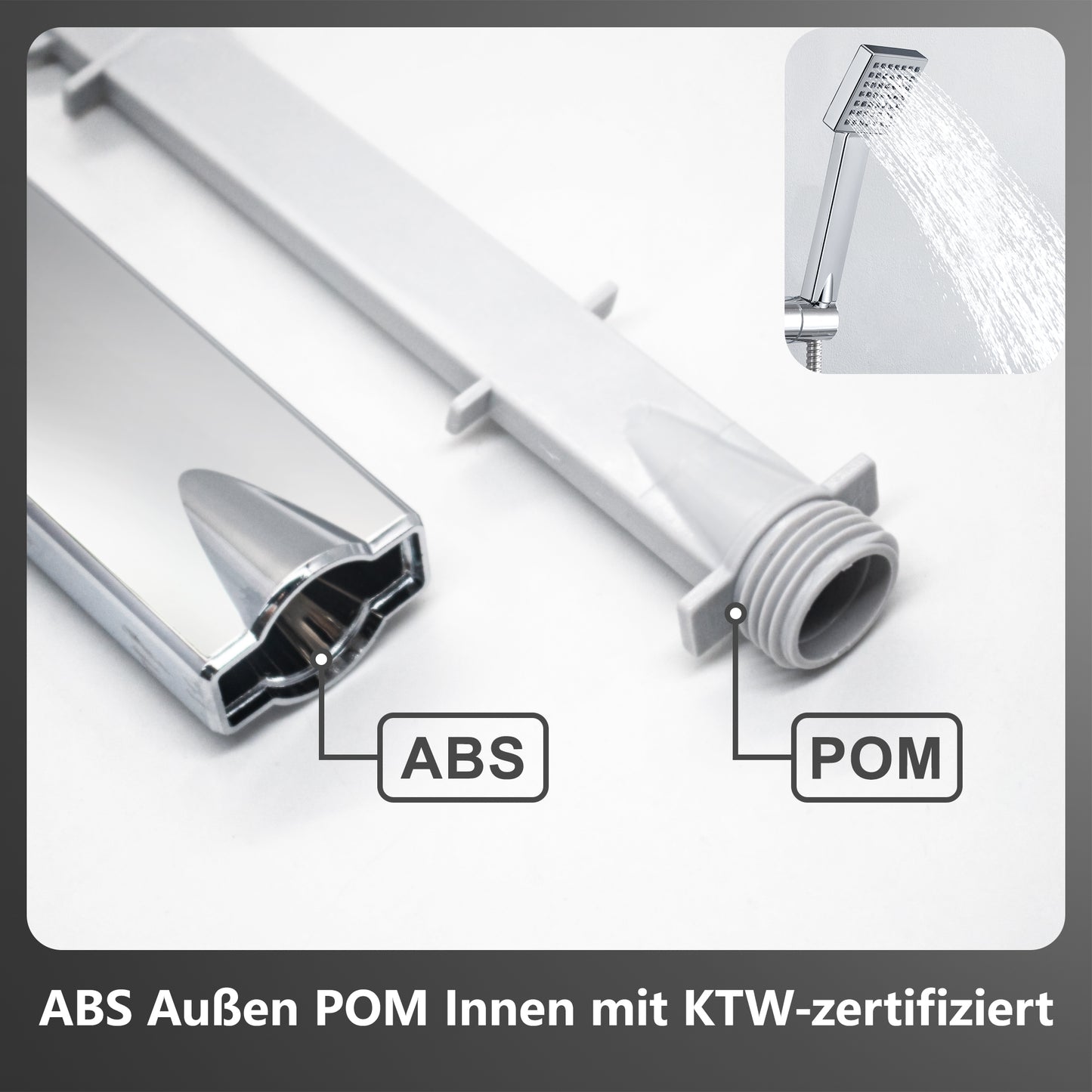 JOHO Regendusche Duschset ohne Armatur, Edelstahl Duschsystem mit Ablage, Duschstange set mit Kopfbrause 20x20cm