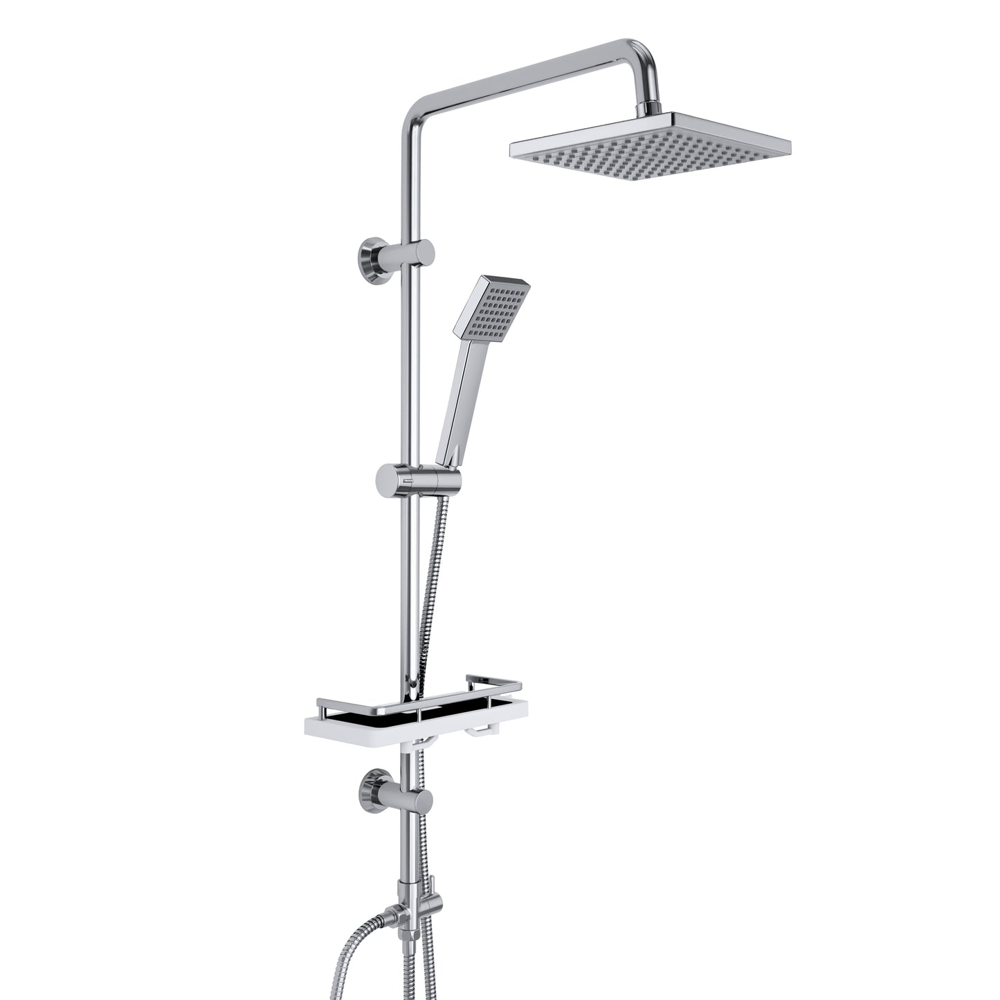 JOHO Regendusche Duschset ohne Armatur, Edelstahl Duschsystem mit Ablage, Duschstange set mit Kopfbrause 20x20cm