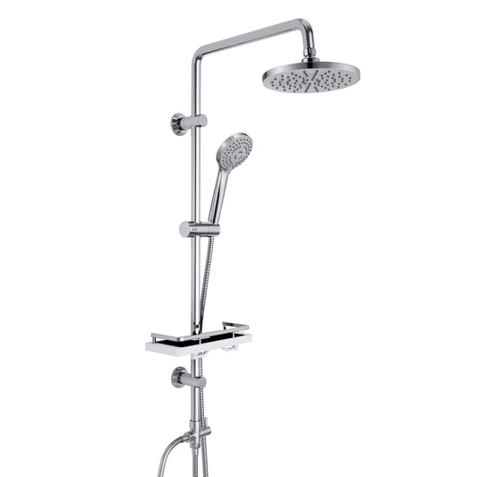 JOHO Regendusche Duschset ohne Armatur, Edelstahl Duschsystem mit Ablage, Duschstange set mit Kopfbrause ABSD20cm