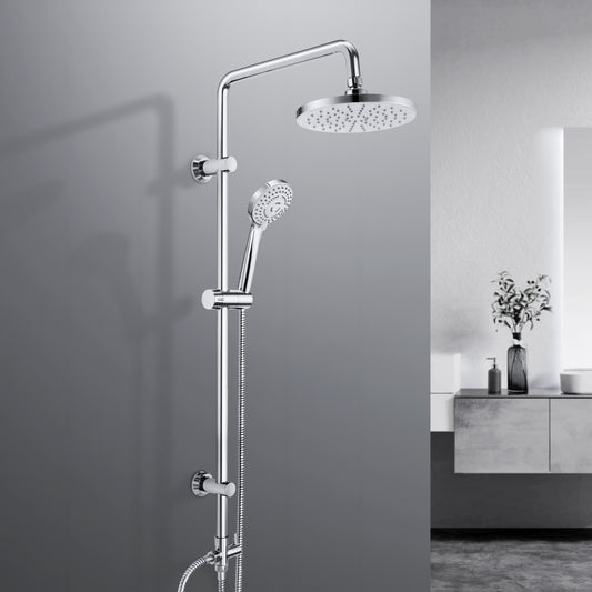 JOHO Regendusche Duschsystem ohne Duscharmatur, Edelstahl Duschset mit ABS Regenduschkopf Rund D20cm Chrom