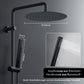 JOHO Regendusche Duschsystem ohne Armatur, Edelstahl Duschset mit 92cm Duschstange, Rund Überkopfbrause  Schwarz