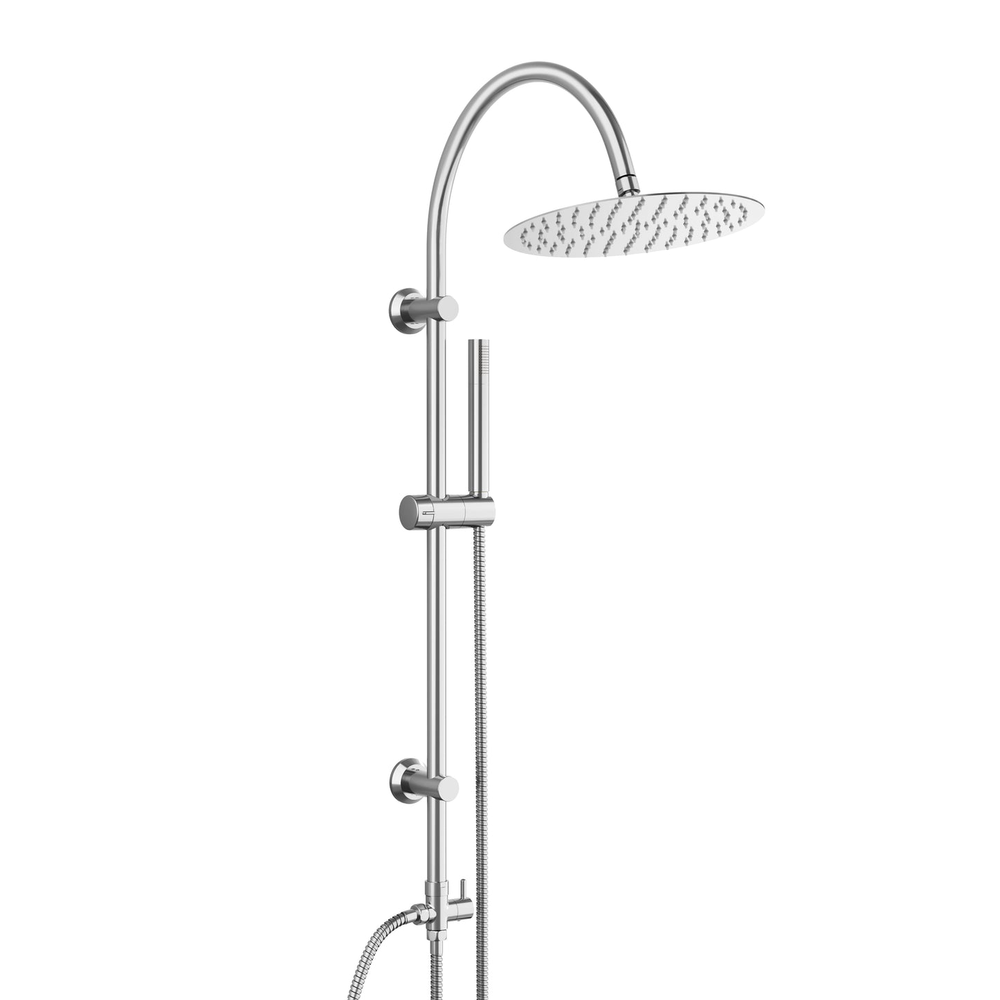JOHO Regendusche Duschsystem mit Rund Kopfbrause und U Duschstange 92cm  Chrom