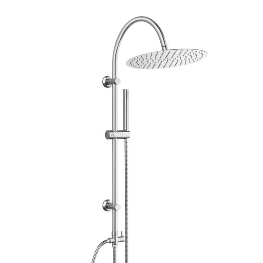 JOHO Regendusche Duschsystem mit Rund Kopfbrause und U Duschstange 92cm  Chrom