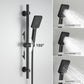 JOHO Thermostat Duschsystem mit Duscharmatur, Duschstangeset mit Duschablage, Thermostat Mischbatterie Dusche + Edelstahl Brausestangeset 70cm mit Handbrause und Schlauch Rechteckig Matt Schwarz