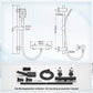 JOHO Thermostat Duscharmatur mit Duschstangen-Set, Thermostat-Brausebatterie mit Brausegarnitur, Thermostat Mischbatterie Dusche + Edelstahl Brausestangeset 70cm, Rechteckig Matt Schwarz
