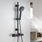 JOHO Edelstahl Duschstange 70cm mit Duschkopfhalterung Matt Schwarz