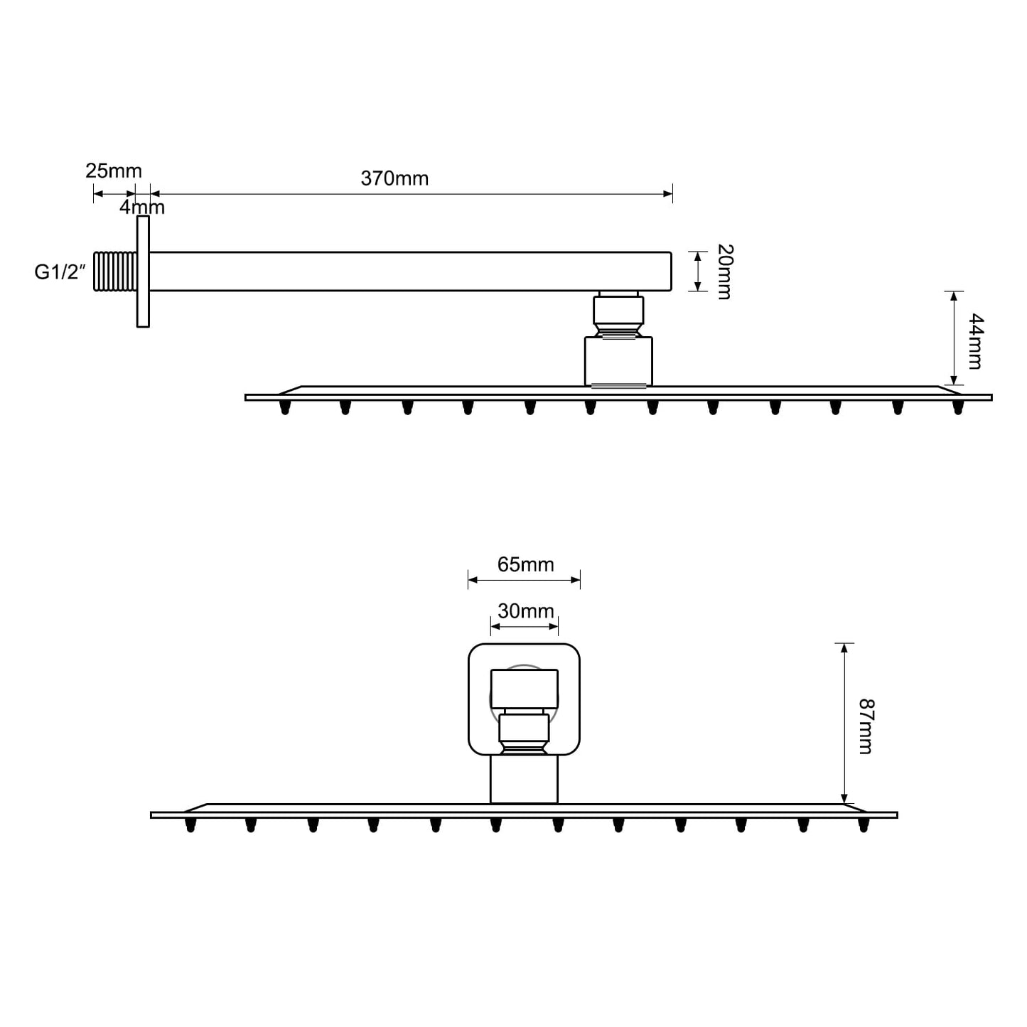 JOHO pflegeleichte Kopfbrause 30cm/40cm Regendusche  mit Bombenfester Brausearm Wandarm 37cm, Duschkopf aus 304 Edelstahl