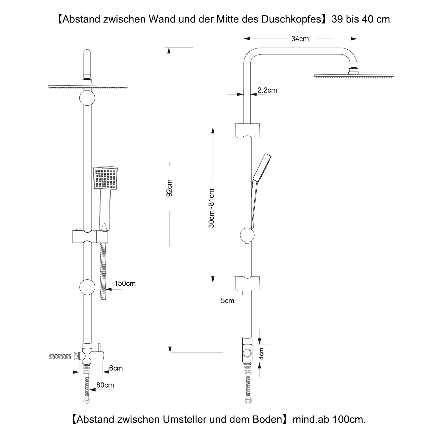 Regenduschset Duschset Duschgarnitur Duschsystem 