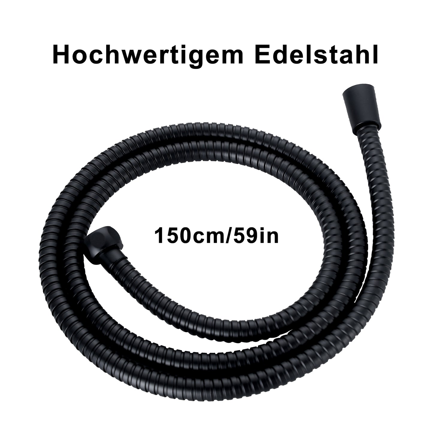 JOHO Duschschlauch Handbrauseschlauch Edelstahl 150cm schwarz