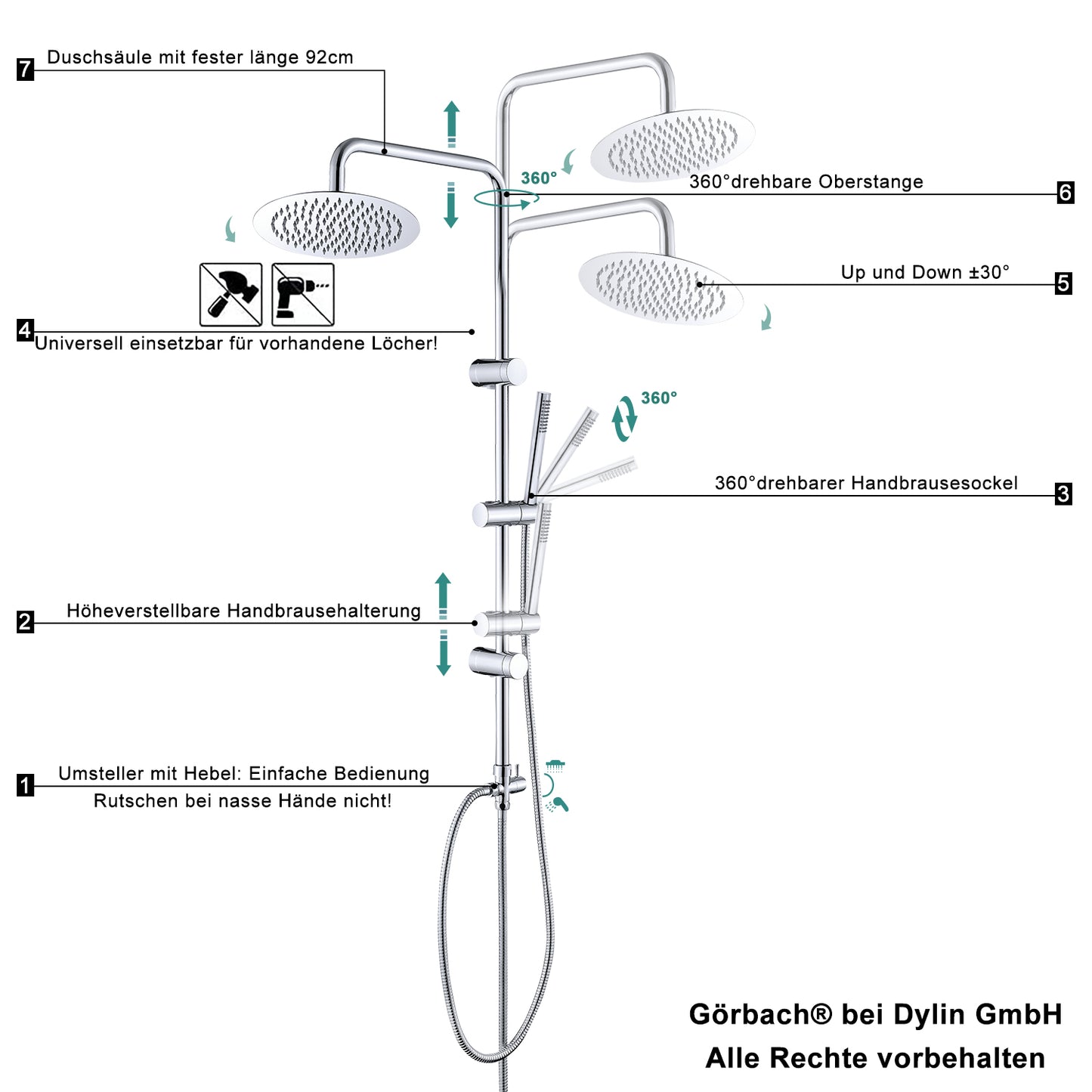 EdelstahlDuschsystemDuschsetohneArmaturRegenduscheUberkopfbrauseset