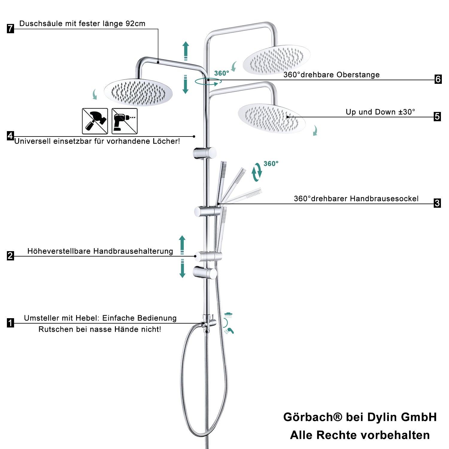 EdelstahlDuschsystemDuschsetohneArmaturRegenduscheUberkopfbrauseset