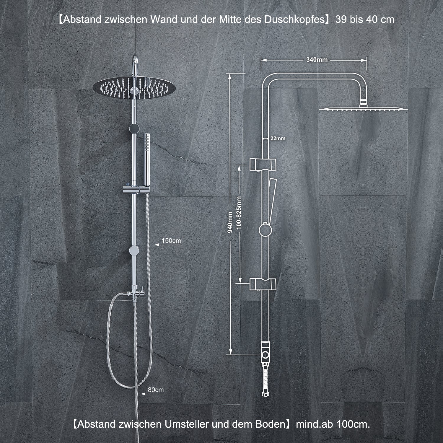 EdelstahlDuschsystemDuschsetohneArmaturRegenduscheUberkopfbrauseset