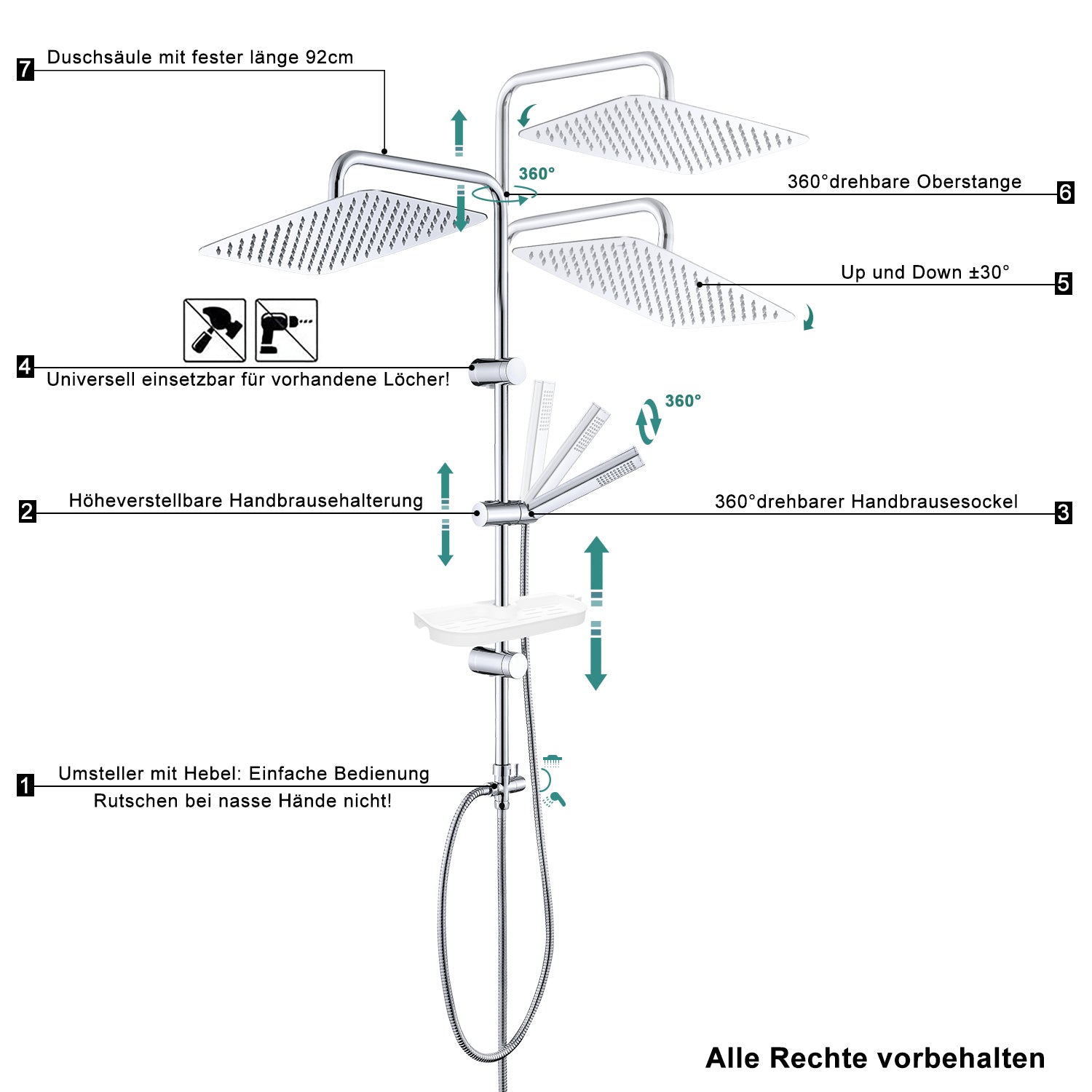 RegenduscheDuschsetDuschsystemmitAblageChromohneDuscharmatur