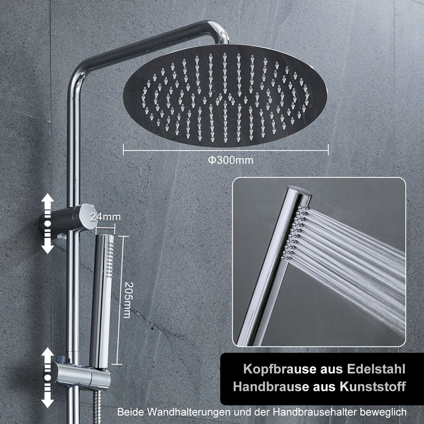 RegenduscheDuschsetDuschsystemmitAblageChromohneDuscharmatur