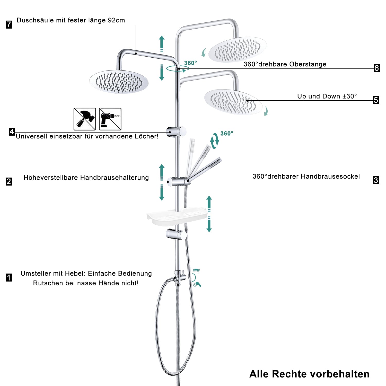 RegenduscheDuschsetDuschsystemmitAblageChromohneDuscharmatur