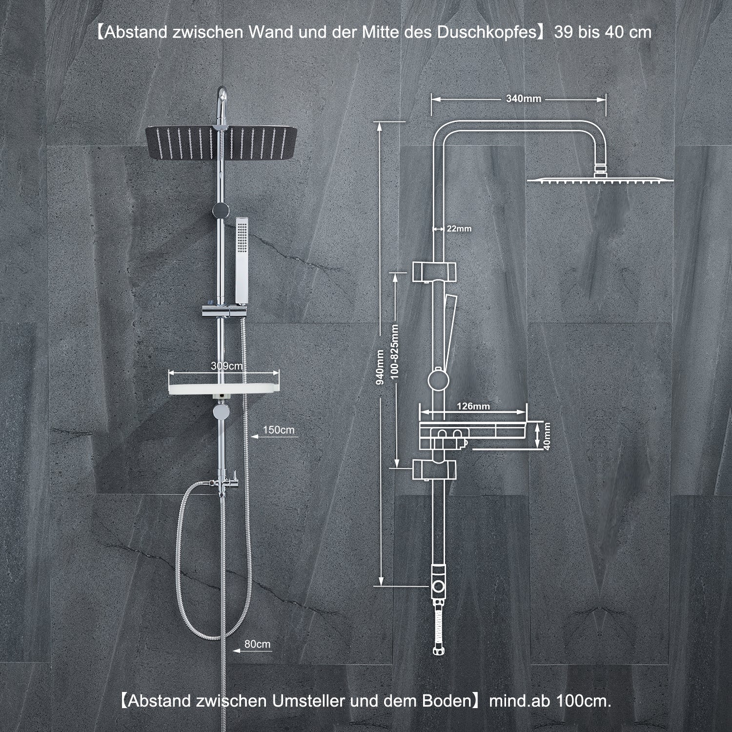 RegenduscheDuschsetDuschsystemmitAblageChromohneDuscharmatur