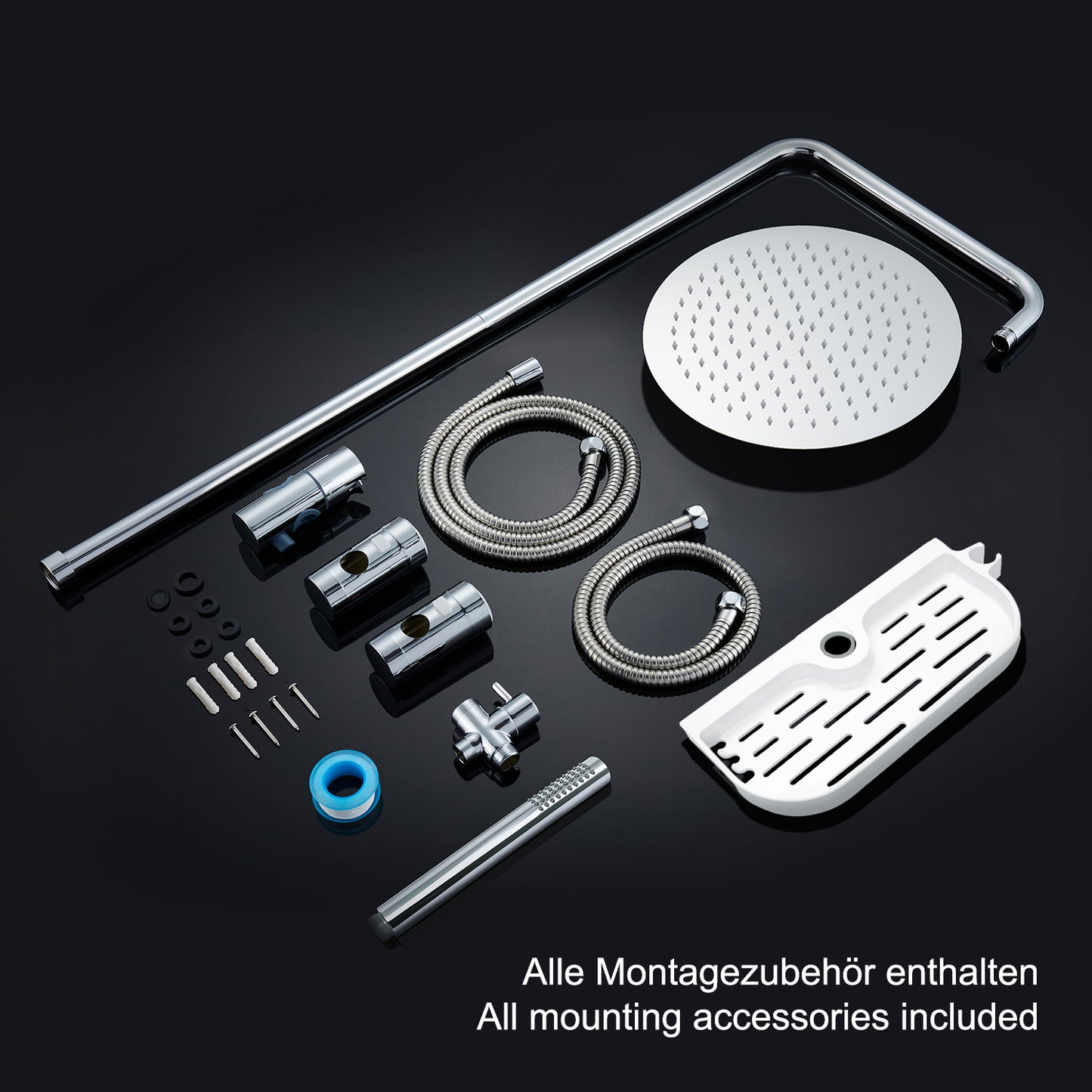 RegenduscheDuschsetDuschsystemmitAblageChromohneDuscharmatur