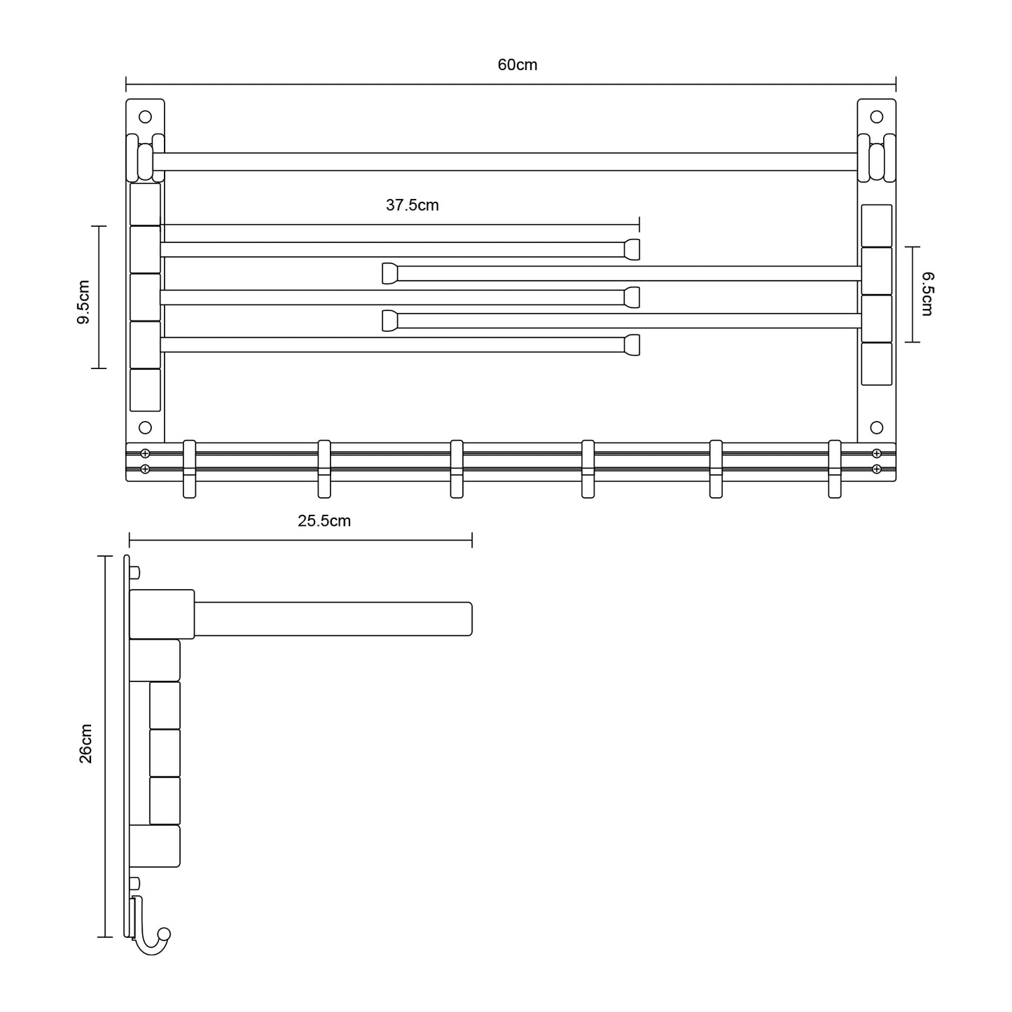 JOHO Aluminium Handtuchhalter Handtuchstange Tuchablage Silber 5-40 / 60 CM