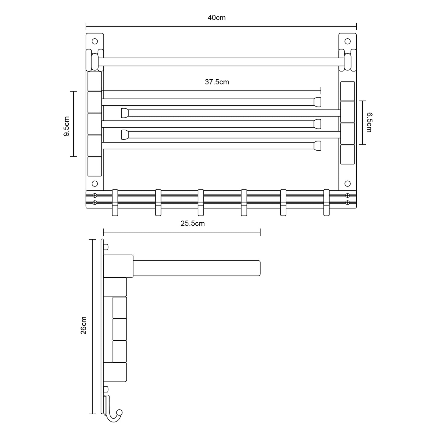 JOHO Aluminium Handtuchhalter Handtuchstange Tuchablage Silber 5-40 / 60 CM